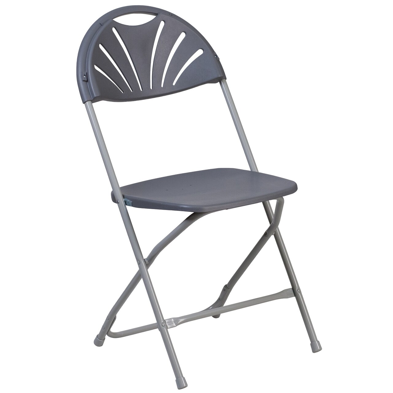 Flash Furniture Set of 2 Charcoal Grey Hercules Series Metal Folding Chair with Double Support Braces, 35&#x201D;